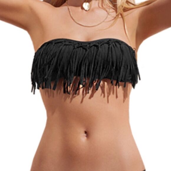 L*space Knotted Dolly Fringe Bandeau Top nwot - Picture 2 of 2